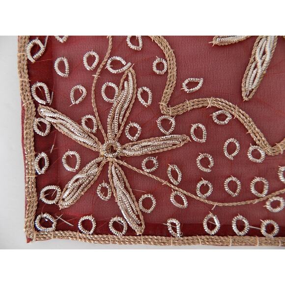 Set of 12 silk embroidered placemats metallic NWOT - Picture 2 of 6